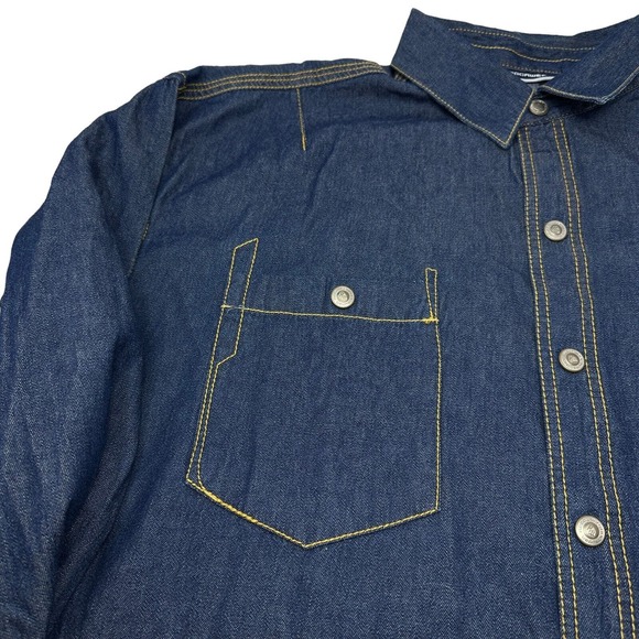 ROCAWEAR Vintage Mens Blue Denim Button Up Jacket Trucker Hip Hop Y2K 3XL - Picture 5 of 16